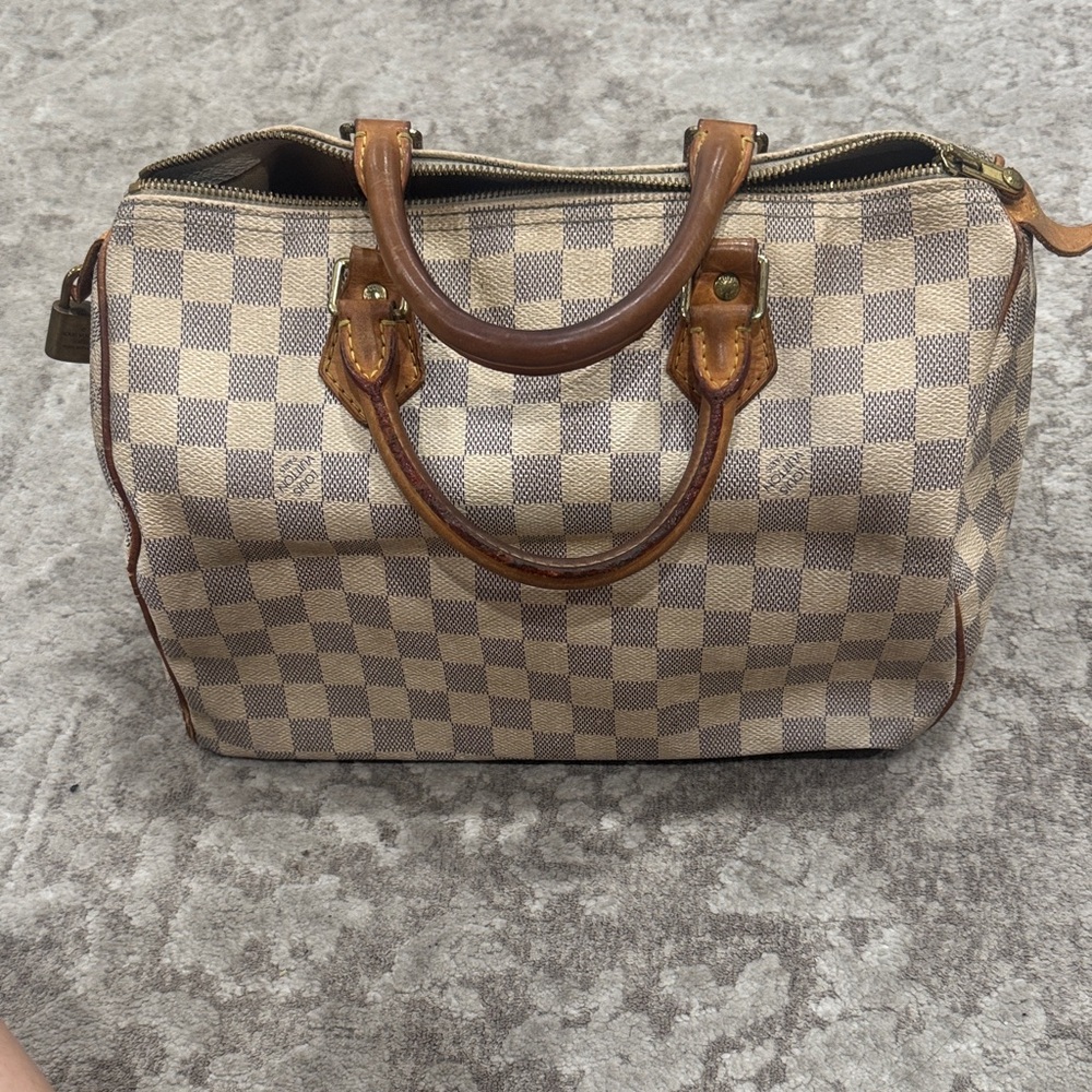 Louis Vuitton Brown and Tan Checkered Satchel